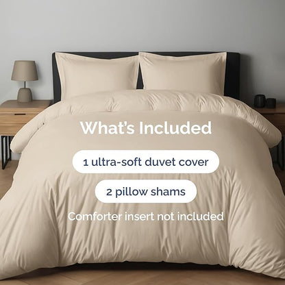 Duvet Cover Cal King Size Set - Extra Soft Cal King Duvet Cover 104" x 98" with 2 Pillow Shams - Hotel Luxury, Easy Care & Fade Free with Zipper Closures & Ties - Comfy, Cozy and Breathable (Wheat)