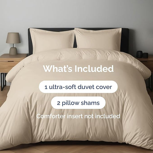 Duvet Cover Cal King Size Set - Extra Soft Cal King Duvet Cover 104" x 98" with 2 Pillow Shams - Hotel Luxury, Easy Care & Fade Free with Zipper Closures & Ties - Comfy, Cozy and Breathable (Wheat)