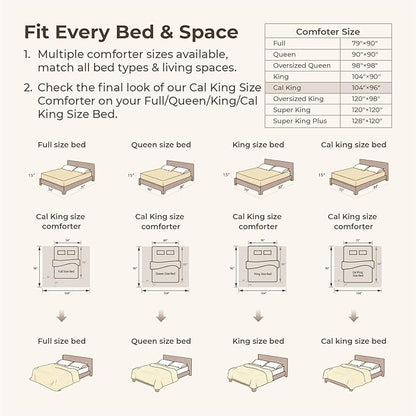 Litanika California King Comforter Set Beige, 3 Pieces Cream Tufted Boho Farmhouse Bedding Comforter Sets, Lightweight Fluffy Comforter Bed Set for All Season (104x96In Comforter and 2 Pillowcases)