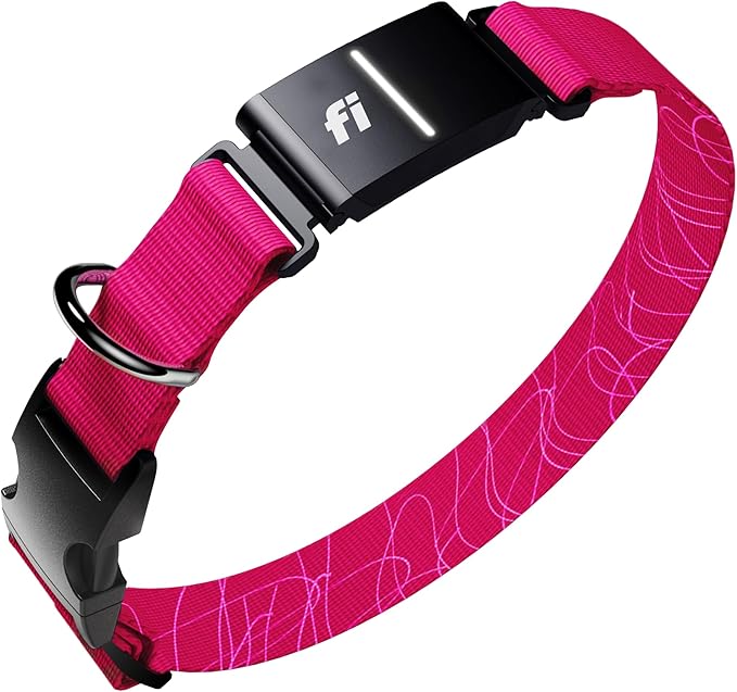 Fi Series 3+ GPS + Health Dog Collar, Pink, Small, 12-Month Membership | Smart GPS dog collar with live tracking, health & behavior, Escape Alerts, LED light. Waterproof and Apple Watch compatible.