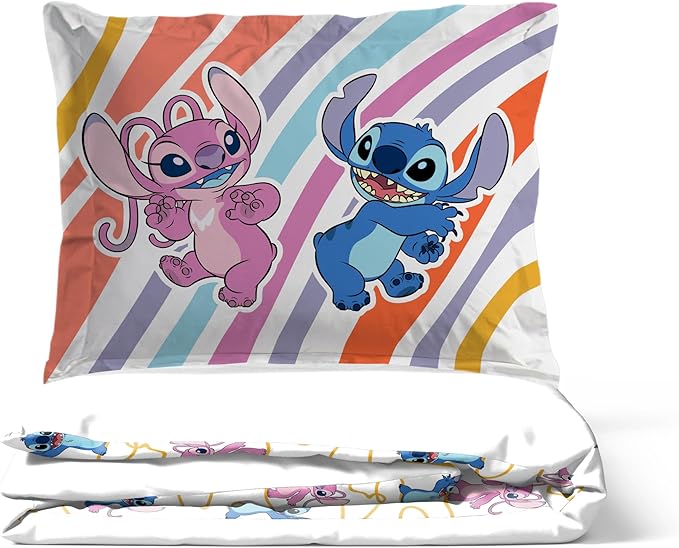 Jay Franco Duvet Cover Set – 3 Piece Comforter Cover and Sham Set, Super Soft Cozy Kids Bedding (Insert Not Included) White - Lilo and Stitch, Full