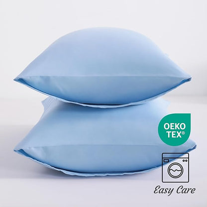 NTBAY Toddler Pillow Cases Set of 2, 2 Pack Brushed Microfiber 14x20 Pillow Cases, Soft, Wrinkle, Fade, Stain Resistant Sky Blue Pillow Cases with Envelope Closure, 14x20 Inches, Sky Blue