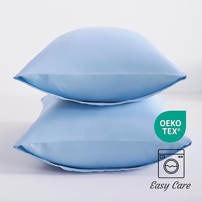 NTBAY Standard Pillow Cases Set of 2, 2 Pack Brushed Microfiber 20x26 Pillow Cases, Soft, Wrinkle, Fade, Stain Resistant Sky Blue Pillow Cases with Envelope Closure, 20x26 Inches, Sky Blue
