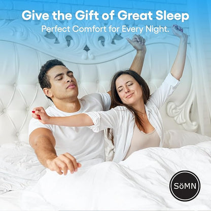 SöMN Kömforte Microfiber Dual Zone Comforter, His and Hers Blankets for Couples, Cool & Warm Two Temperature Comforter, Alternative Down Duvet Insert, Wedding Gift (White, Queen)