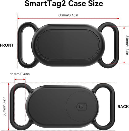 Dog Collar Holder(2 Pack) for Galaxy Smarttag2, Waterproof Silicone Case for Pet Cat, Anti-Lost Scratch Resistant Protective Cover Accessory for Samsung Galaxy Smart tag2 (Black/Olive Green)