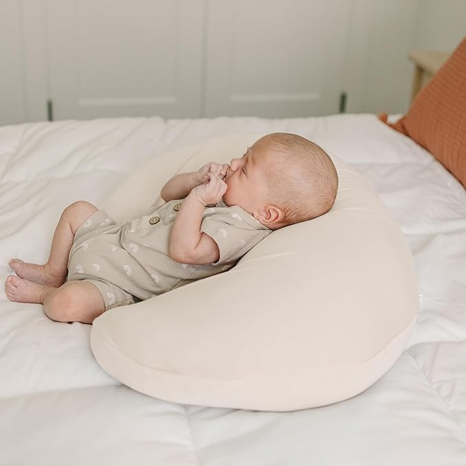 Konssy 2 Pack Nursing Pillow Covers, Stretchy and Soft Nursing Cover for Breastfeeding, Pillow Slipcover for Baby Girls Boys Newborn (Beige, Floral)