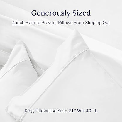 California Design Den King Size Pillowcase Set - 400 Thread Count, 100% Cotton Sateen, Set of 2 Pillow Covers, Soft and Breathable - Antique White