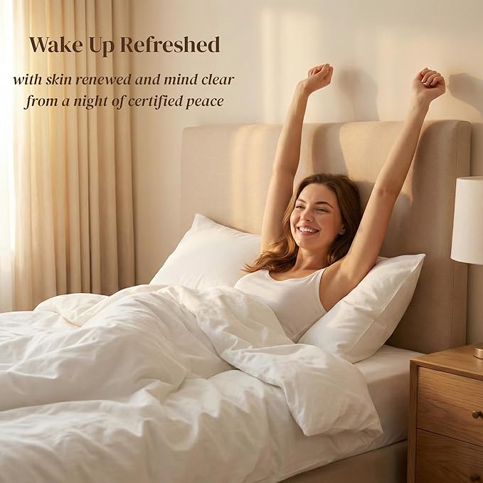 Beckham Hotel Collection Cotton Pillowcases King Size, 500TC, Sateen Finish, Open End, Breathable, Moisture-Wicking, Sand (4 Pieces)