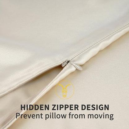 ZIMASILK 100% Pure Mulberry Silk Pillowcase for Hair and Skin Health,Soft and Smooth,Both Sides Premium Grade 6A Silk,600 Thread Count,with Hidden Zipper,1pc (King 20''x36'',Beige)
