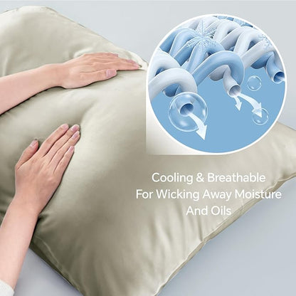 BEDELITE Linen Pillow Cases Queen Size Set of 2, Rayon Derived from Bamboo，Cooling Pillow Cases for Hot Sleepers & Night Sweats, Breathable and Silky Soft Envelope Pillowcases, 20"x30"