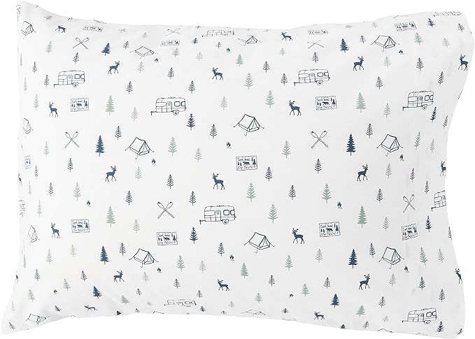 Eddie Bauer - Twin Sheet Set, Cotton Percale Bed Sheets, Crisp & Cool Bed Sheets, Ideal Dorm Essentials (Campout Dark Blue, Twin)