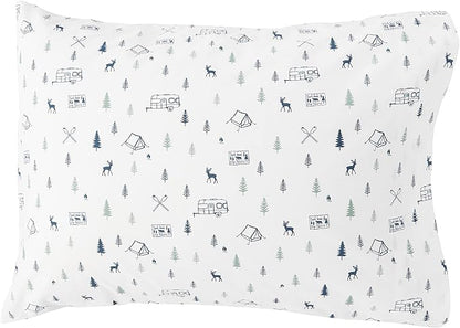 Eddie Bauer - Twin Sheet Set, Cotton Percale Bed Sheets, Crisp & Cool Bed Sheets, Ideal Dorm Essentials (Campout Dark Blue, Twin)