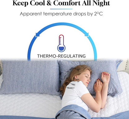 CHOSHOME Cooling Pillow Cases Zipper Pillow Covers Q-Max > 0.45 Zippered Pillowcases for Hot Sleepers, Soft, Breathable, Skin-Friendly, 4 Pack (King, 20"x36", Blue)