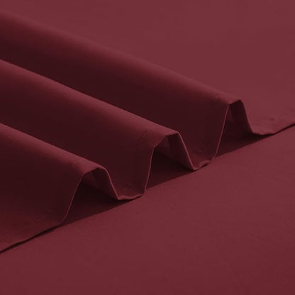 Elegant Comfort Luxurious 1500 Premium Hotel Quality Microfiber Three Line Embroidered Softest 4-Piece Bed Sheet Set, Wrinkle and Fade Resistant, RV Short Queen, Burgundy