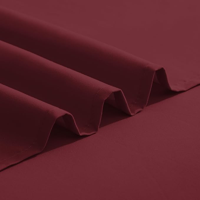 Elegant Comfort Luxurious 1500 Premium Hotel Quality Microfiber Three Line Embroidered Softest 4-Piece Bed Sheet Set, Wrinkle and Fade Resistant, King, Burgundy