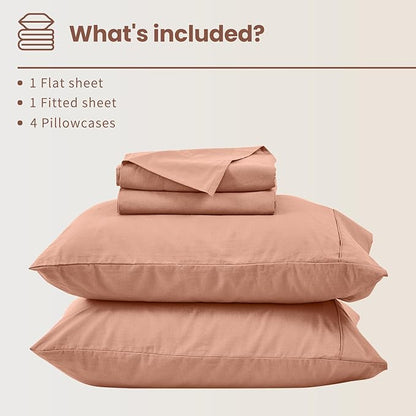 Bedlifes 100% French Flax Linen Sheets Set Queen Size - 6 Piece Extra Deep Pocket 18-24",Soft Breathable Queen Bed Sheets with Temperature Regulating & Moisture-Wicking(Blush Pink