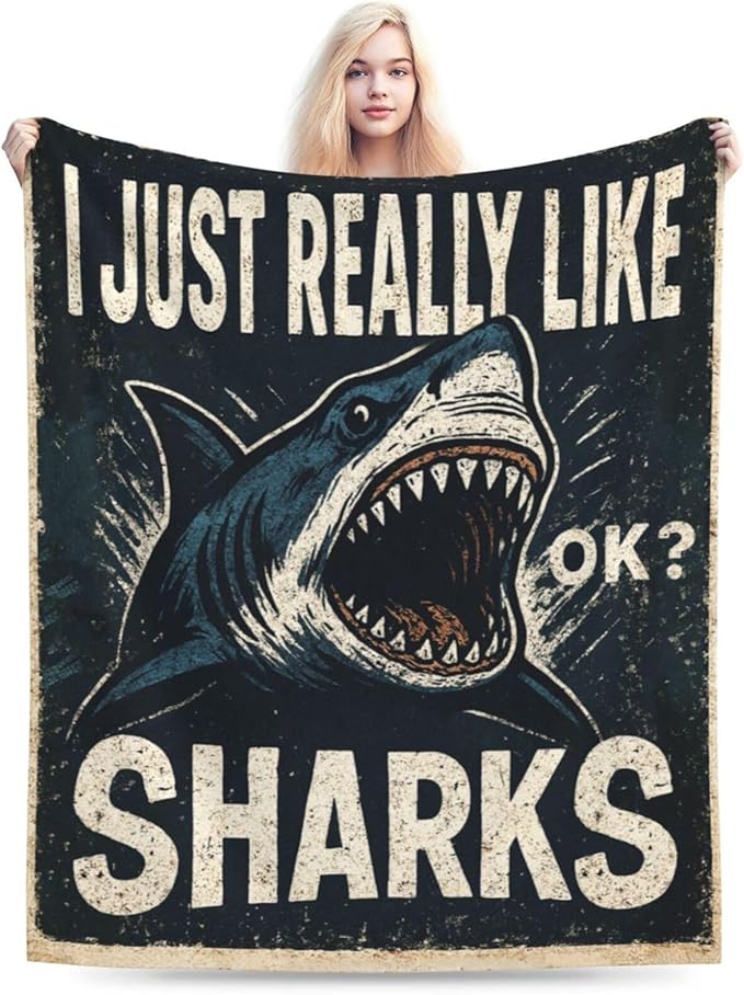 Shark Blanket Super Soft Warm Fluffy Fleece Flannel Sea Animal Throw Blanket Cozy Fuzzy Plush Stuff Bedding Blankets Gifts for Women Kids Boys Girls Adults 50"X40"