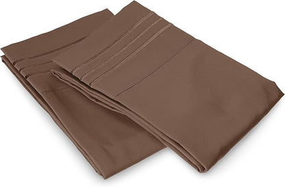 Elegant Comfort Luxury Ultra-Soft 2-Piece Pillowcase Set - 1500 Premium Hotel Quality Microfiber Double Brushed - Wrinkle Resistant, King, Taupe