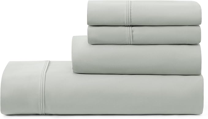 UGG Hedi King Sheet Set 4-Piece Luxury Cooling Sheets Deep Pockets Premium Bedding with 2 Pillow Shams Hypoallergenic Machine Washable Soft Lightweight Bed Set for Bedroom, King, Mineral Green