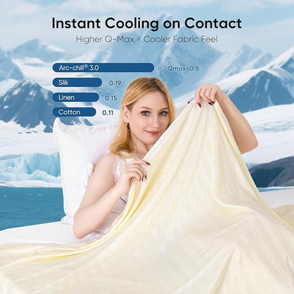 Elegear Revolutionary Cooling Blanket, Absorbs Heat to Keep Body Cool for Night Sweats, Double Sided Arc-Chill3.0 Cooling Fiber Q-Max>0.5, Lightweight Summer Cold Blankets for Sleeping 79" x 86"