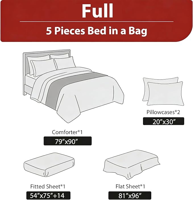 5Pcs Pink Bow Comforter Set Full Size, Pink Floral Bed in a Bag for Girls, Priness Butterfly Bedding Set for Girly Bedroom Decor, 1 Comforter & 2 Pillowcases, 79"x90"