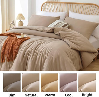 ROSGONIA Oversized King Comforter 120x120, 3pcs Super King Comforter (1 Taupe Comforter & 2 Pillowcases) Lightweight Warm Bedding Set Blanket Quilt