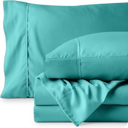Bare Home King Sheet Set - 1800 Ultra-Soft Microfiber King Bed Sheets - Double Brushed - Deep Pockets - Easy Fit - 4 Piece Set - Bedding Sheets & Pillowcases (King, Turquoise)
