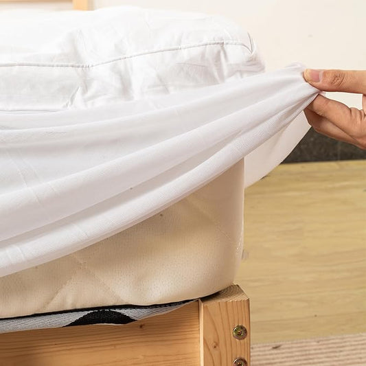 Nutan, Quilted Fitted Mattress Pad – Fitted Elastic Quilted Protector, Cover Stretches up to 18 Inches Deep Pocket - Machine Washable Topper, Twin, White