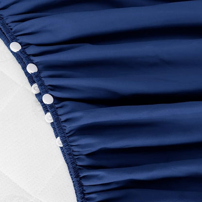Biloban Crib Bed Skirt Navy 4 Sides Pleated Dust Ruffle Adjustable Fit Standard Crib Toddler Bed Skirts for Baby Boy or Baby Girl Crib Bedding, Navy Blue Crib Skirt Machine Wash