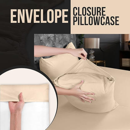 Utopia Bedding King Pillow Cases - 12 Pack - Envelope Closure - Soft Brushed Microfiber Fabric - Shrinkage and Fade Resistant Pillow Covers King Size 20 X 40 Inches (King, Beige)