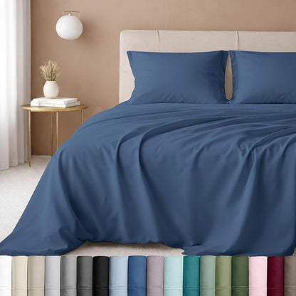 California Design Den Luxury Twin Sheet Set - 100% Cotton, 600 Thread Count Deep Pocket Twin Sheets, Soft Hotel-Quality Bedding with Sateen Weave - Royal Navy Blue