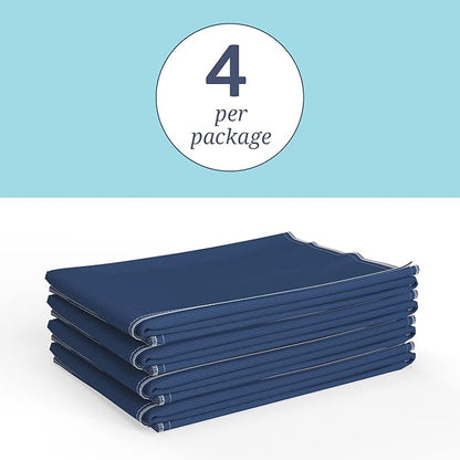 Medline Washable Bed Pads for Incontinence, Large 34 x 36 inch Reusable Underpads, 4 Pack, Pee Pads for Dogs, Adults, Kids and Baby, Navy with Gray Top Sheet