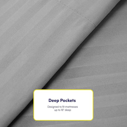 Full Size Bed Sheets - 6 Piece 1500 Supreme Collection Fine Brushed Microfiber Deep Pocket Full Sheet Set Bedding - 2 Extra Pillow Cases, Great Value, Full, Dobby Silver