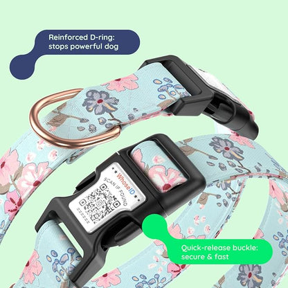 Premium AirTag Dog Collar,with IP68 Waterproof Airtag Holder,Stylish Design | Cute Pattern Original,Soft,Breathable,Lightweight,Ultra-Durable Buckle,Adjustable,Comfortable for Small Medium Large Dogs