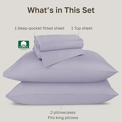 California Design Den Cal King Cotton Sheets - Luxury 800 Thread Count, 100% Cotton Sateen Bedding - Deep Pocket California King Sheet Set - Lavender