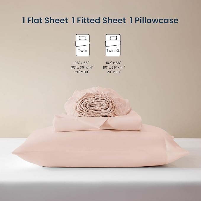 SLEEP ZONE Twin Sheet Sets Dorm Bedding - 3 Pieces Soft Extra Long Sheets, Hotel Luxury, Easy Care Microfiber for Women, Men (Rose Pink,Twin)