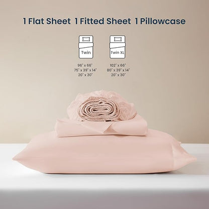 SLEEP ZONE Twin Sheet Sets Dorm Bedding - 3 Pieces Soft Extra Long Sheets, Hotel Luxury, Easy Care Microfiber for Women, Men (Rose Pink,Twin)