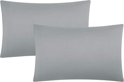 Evolive Ultra Soft Brushed Microfiber King Size 20"x40" Pillowcases Pair with Envelope Clousure Set of 2 (20"x40" King, Silver Grey)