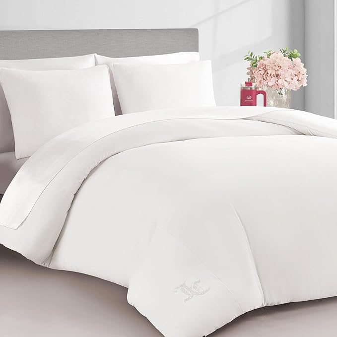 Juicy Couture Angel White Velour Full/Queen Comforter Set - 3 Piece Luxury Bedding Ensemble