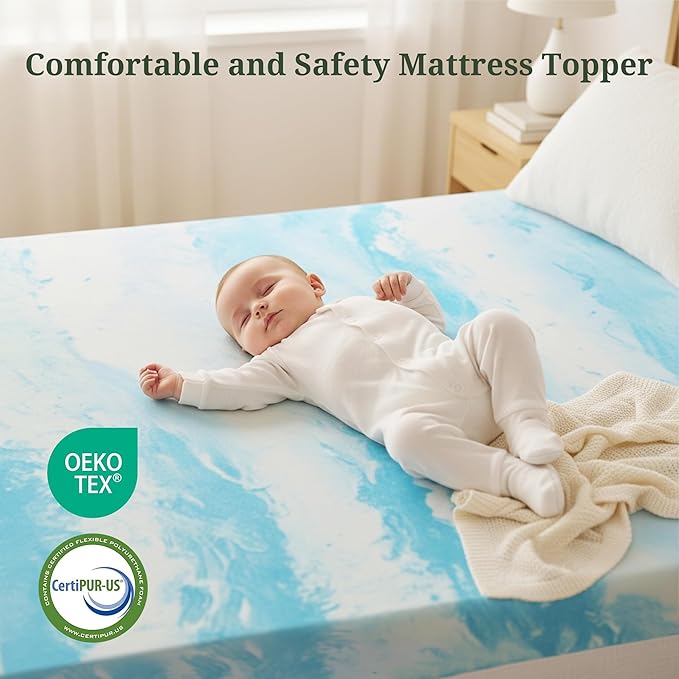 Memory Foam Mattress Topper Queen - 2 Inch Gel Infused Bed Toppers, Pressure Relief Mattress Pad, CertiPUR-US Certified