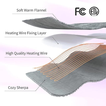 ESTINGO Electric Heating Blanket Queen Size, Heated Electric Blanket with 5 Heating Levels & 10 Hours Auto Off, Machine Washable Plush Heated Blanket 84" x 90", Lavender Violet