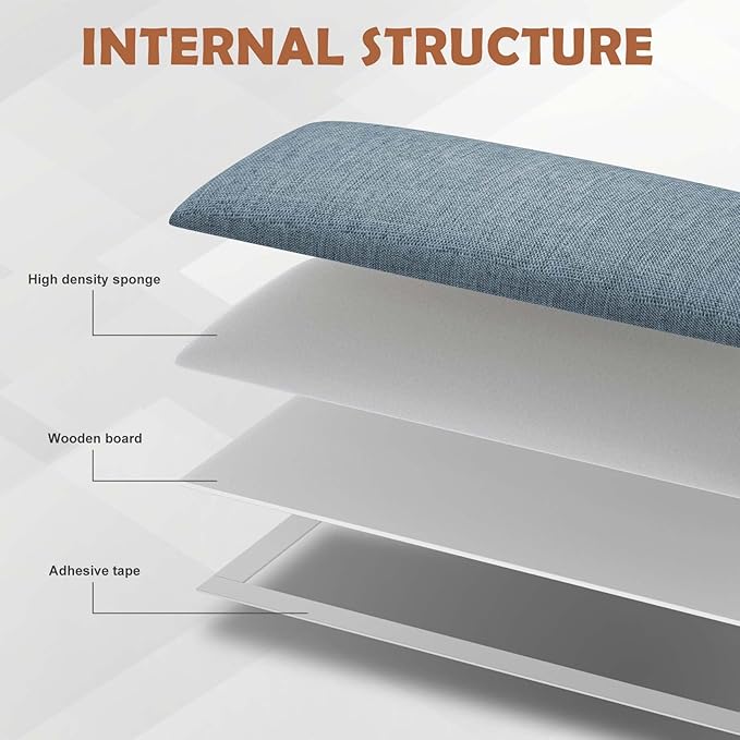 IFNOW Wall Mounted Headboard, Peel and Stick Panels, Dusty Blue, King | 3D Soundproof Acoustic Padding, Reusable and Removable Tufted fabric Bed Headboard for bedroom (12 Panels, 10" x 24")