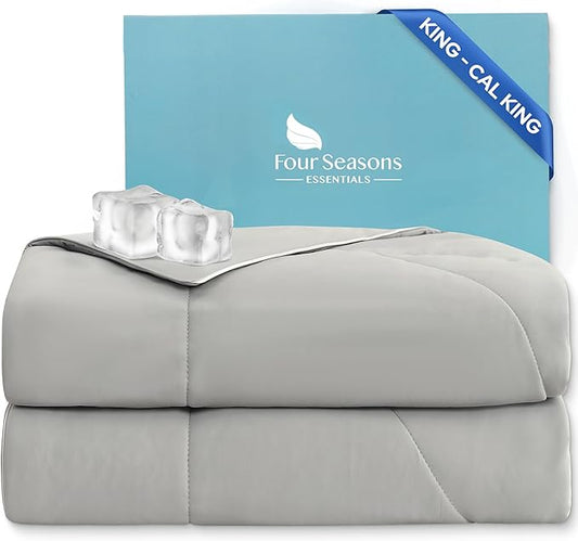 Four Seasons Essentials Cooling Comforter - King Size 106" x 90" - Gray