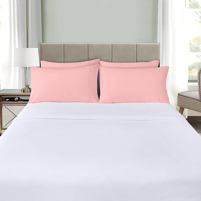 Utopia Bedding Queen Pillow Cases - 4 Pack - Envelope Closure - Soft Brushed Microfiber Fabric - Shrinkage and Fade Resistant Pillow Covers Queen Size 20 X 30 Inches (Queen, Pink)
