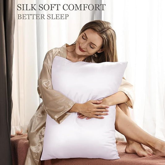 Adubor 100% Silk Pillowcase - Mulberry Silk Pillow Cases, 22 Momme 6A Grade Fibers, Silk Pillow Case for Hair and Skin Health, with Hidden Zipper (Queen 20''x30'', White, 1PC)