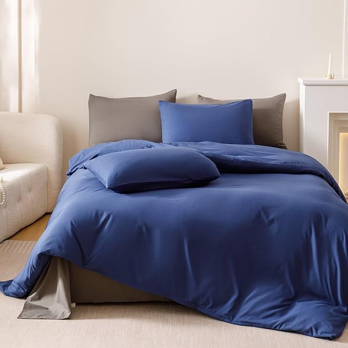 Luxlovery Royal Blue Comforter Set California King Women Men Solid Comforter Bright Blue Bedding Set Fluffy Soft Breathable Blanket Quilts with 2 Pillowcases for Cal King Bed