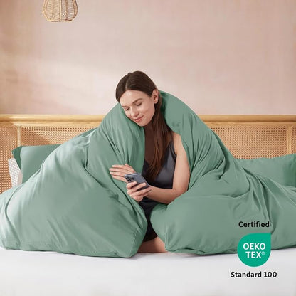 Nestl Twin Duvet Cover Set - Soft Double Brushed Sage Green Duvet Cover Twin XL, 2 Piece, with Button Closure, 1 Duvet Cover 68x90 inches and 1 Pillow Sham
