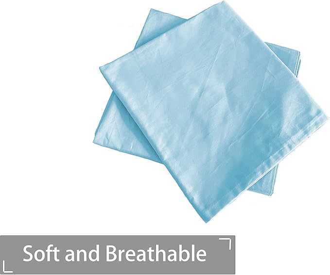 iMaylex Soft 100% Egyptian Cotton Zipper Closure Pillowcases, Cozy and Lightweight Pillow Case, Set of 2, Light Blue, King, 20" x 36"