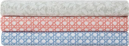 Tommy Bahama - Queen Size Sheet Set, 100% Cotton Percale Bedding with a Crisp & Cool Feel, Bed Sheets with Matching Fitted Sheet & Pillowcases (Bahama Isle Orange)