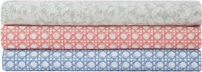 Tommy Bahama - Queen Size Sheet Set, 100% Cotton Percale Bedding with a Crisp & Cool Feel, Bed Sheets with Matching Fitted Sheet & Pillowcases (Palm Day Green)